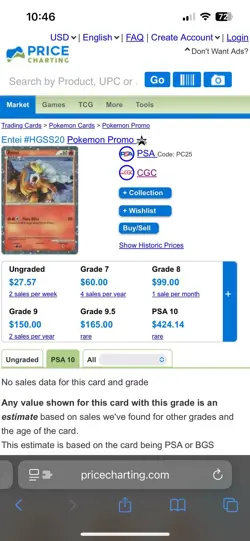 Pokemon 2010 HGSS Promos Entei Holo Black Star Promo Card #HGSS20 SWIRL - Image 4
