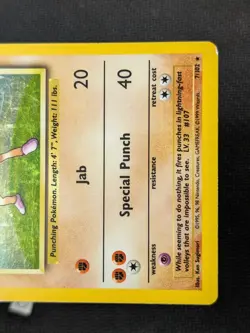 Hitmonchan 7/102 - Base Set Unlimited Holo Rare WOTC Pokemon TCG MP - Image 5