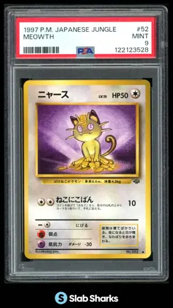 1997 POKEMON JAPANESE JUNGLE #052 MEOWTH PSA 9 - Image 1