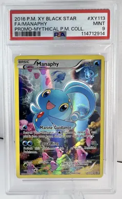 MANAPHY XY113 2016 Pokemon XY Black Star Promo Mythical Premium Collection PSA 9 - Image 1