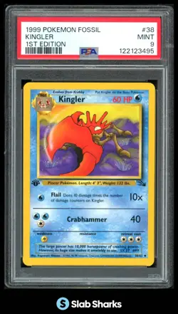 1999 POKEMON FOSSIL 1ST EDITION #38/62 KINGLER PSA 9 - Image 1