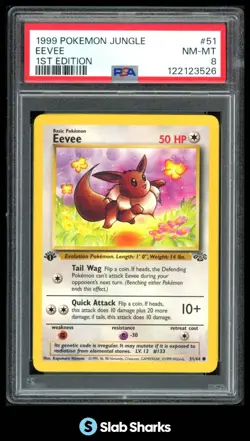 1999 POKEMON JUNGLE 1ST EDITION #51/64 EEVEE PSA 8 - Image 1
