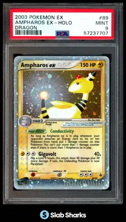 2003 POKEMON EX DRAGON #89/97 AMPHAROS HOLO PSA 9 - Image 1