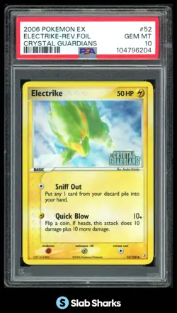 2006 POKEMON EX CRYSTAL GUARDIANS #52/100 ELECTRIKE REVERSE HOLO PSA 10 - Image 1