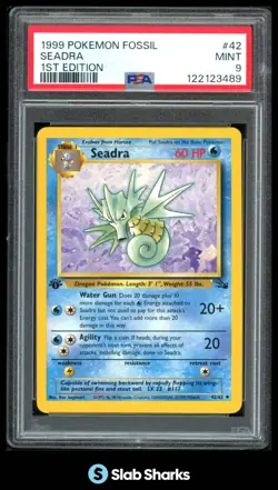 1999 POKEMON FOSSIL 1ST EDITION #42/62 SEADRA PSA 9 - Image 1