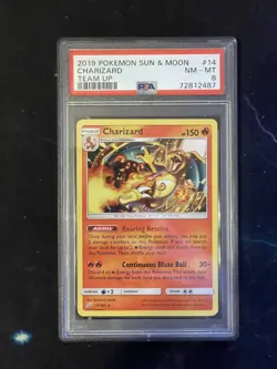 2019 Pokemon Sun & Moon Charizard Team Up Cosmos 14/181 PSA 8 - Image 1