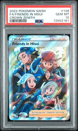 2023 Pokemon SWSH Crown Zenith #148 Full Art Friends in Hisui PSA 10 Gem Mint - Image 1