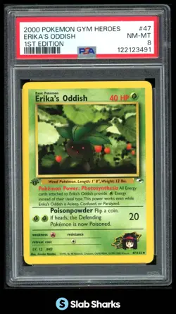 2000 POKEMON GYM HEROES 1ST EDITION #47/132 ERIKA'S ODDISH PSA 8 - Image 1