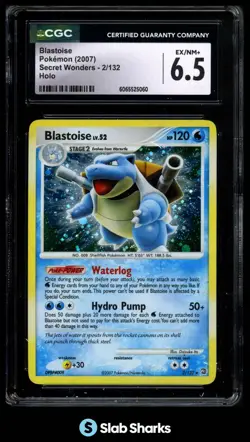 2007 POKEMON DIAMOND & PEARL SECRET WONDERS #2/132 BLASTOISE HOLO CGC 6.5 - Image 1