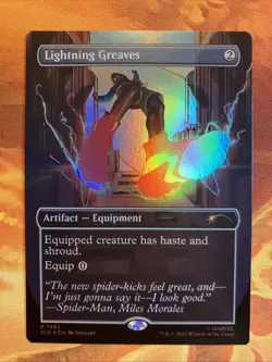 MTG Foil Borderless Lightning Greaves SLD: Marvel's Spider-Man: Heroic Deeds! - Image 1