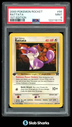 2000 POKEMON TEAM ROCKET 1ST EDITION #66/82 RATTATA PSA 9 - Image 1
