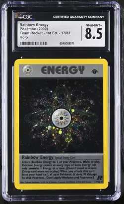 CGC 8.5 Rainbow Energy Team Rocket 1st Edition 17/82 Holo Pokemon Card - Image 1