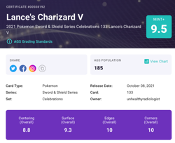 AGS 9.5 Mint Lance's Charizard V SWSH133 Sword & Shield Promo Ai Graded Pokemon - Image 3