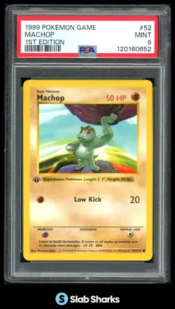 1999 POKEMON SET 1ST EDITION #52/102 MACHOP PSA 9 - Image 1