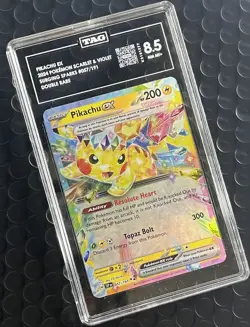 TAG 8.5 NM MT+ 2024 POKEMON S&V PIKACHU EX SURGING SPARKS #57/191 DOUBLE RARE ? - Image 4