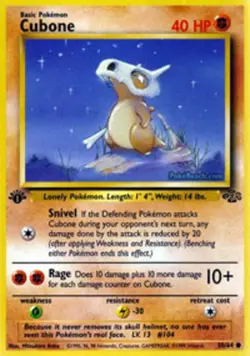 Moderately Played, English Pokemon Regular Cubone - 50/64 - Common - 1st Edition - Image 1