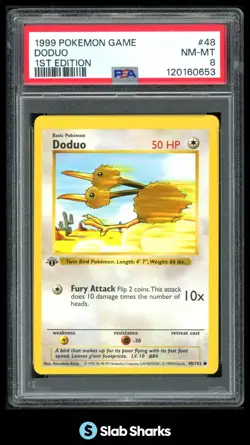 1999 POKEMON SET 1ST EDITION #48/102 DODUO PSA 8 - Image 1
