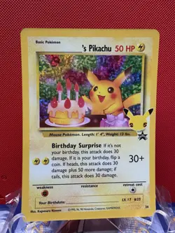 Celebrations Birthday Pikachu #24 Pokemon TCG 25th Anniversary- NM #760 - Image 1
