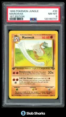 1999 POKEMON JUNGLE 1ST EDITION #39/64 MAROWAK PSA 8 - Image 1