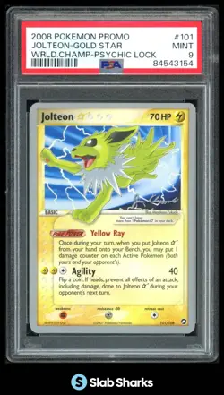 2008 POKEMON PROMO #101/108 JOLTEON GOLD STAR WORLD CHAMPIONSHIP PSYCHIC PSA 9 - Image 1