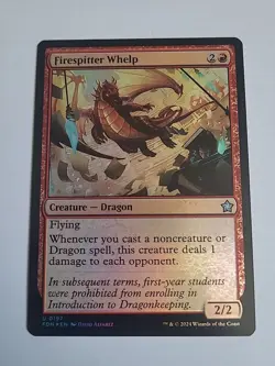 Firespitter Whelp - 197 - FDN - NM - MTG Magic the Gathering - Foil - Image 1