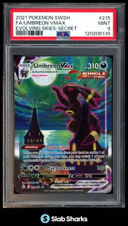 2021 POKEMON EVOLVING SKIES #215/203 UMBREON VMAX FULL ART SECRET RARE PSA 9 - Image 1