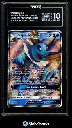 2019 POKEMON SUN & MOON BLACK STAR PROMOS #SM172 VAPOREON GX HOLO TAG 10 - Image 1