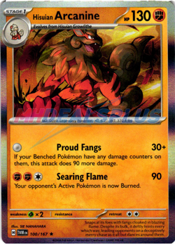 NM Pokemon Twilight Masquerade Hisuian Arcanine Holo Rare 100 - Image 1