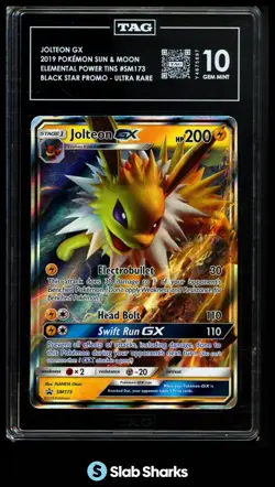 2019 POKEMON SUN & MOON BLACK STAR PROMOS #SM173 JOLTEON GX ULTRA RARE TAG 10 - Image 1