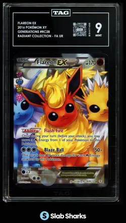 2016 POKEMON GENERATIONS #RC28/RC32 FLAREON EX FULL ART ULTRA RARE RADIANT TAG 9 - Image 1