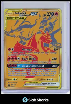2016 POKEMON SM BLACK STAR PROMOS #SM247 RESHIRAM & CHARIZARD GX TAG TEAM - Image 1