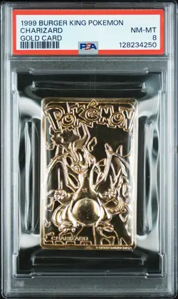 1999 BURGER KING POKEMON GOLD CARDS CHARIZARD PSA 8 - Image 1