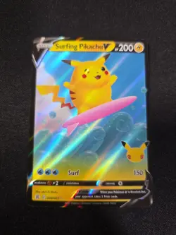 Surfing Pikachu V Full Art Celebrations 008/025 Ultra Rare Pokemon Card NM - Image 1