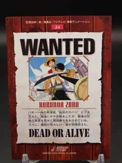 Roronoa Zoro One Piece 34 Bandai TCG Card Carddass Masters Anime Japan D218 - Image 2