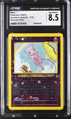 CGC 8.5 Mew 2001 Southern Islands 1/18 Reverse Holo Pokemon Card - Image 1