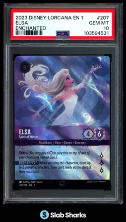 2023 DISNEY LORCANA EN 1 #207/204 ELSA SPIRIT OF WINTER ENCHANTED PSA 10 - Image 1