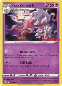 HISUIAN ZOROARK LOST ORIGIN POKEMON (GAMESTOP STAMPED SEALED, NM) - Image 1