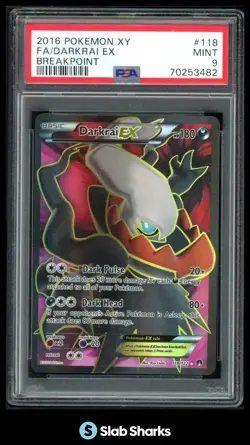 2016 POKEMON XY BREAKPOINT #118/122 DARKRAI EX FULL ART ULTRA RARE PSA 9 - Image 1