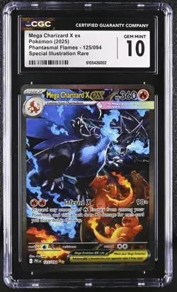 Mega Charizard X ex SIR 125 - 2025 Pokemon Phantasmal Flames - CGC 10 Gem MINT - Image 1