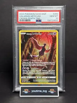 2023 Pokemon Swsh BSP Crown Zenith Tin Galarian Articuno #282 PSA 10 - Image 1
