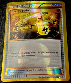 Energy Switch 109/108 NM Gold Secret Textured Rare Miscut OFC Pokemon Card! - Image 1