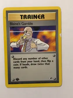 Pokemon Card 1st Edition Gym Heroes Blaine's Gamble 121/132 Light Played - Image 1
