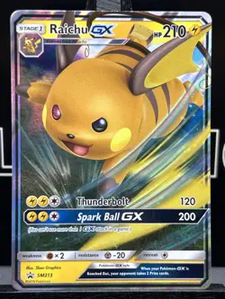 Raichu GX SM213 Black Star Promo Ultra Rare Holo Full Art Pokemon Card LP - Image 3