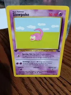Pokemon Card Fossil 55/62 SLOWPOKE common First Edition NM - Image 1