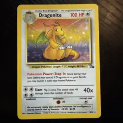 Pokemon TCG Dragonite Fossil Holo Rare Card 4/62 Unlimited MP-LP Condition - Image 1