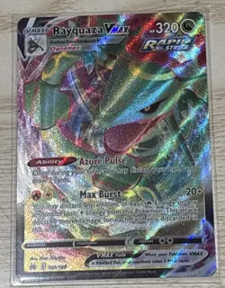 Rayquaza VMAX Rapid Strike Pokemon Card 320 HP Aura Pulse Max Burst - Image 1