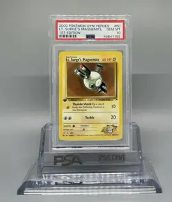 PSA 10 GEM MINT Lt Surge's Magnemite 1ST EDITION Gym Heroes Pokemon Card - Image 1
