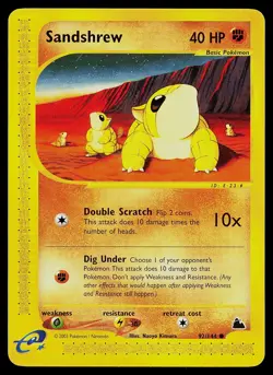 Pokemon Card - Sandshrew Skyridge 92/144 Non Holo - Image 1