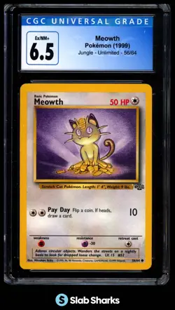 1999 POKEMON JUNGLE #56/64 MEOWTH CGC 6.5 - Image 1
