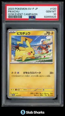 2023 POKEMON SV-P PROMOS (JPN) #120/SV-P PIKACHU GYM EVENT CAMPAIGN PSA 10 - Image 1